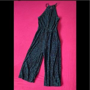 New Look black and teal sleeveless ribbed jumpsuit